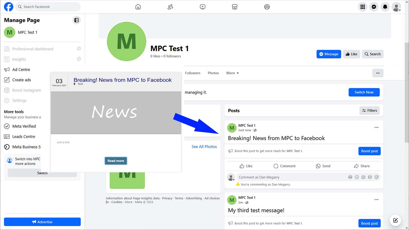  Photo of News to Facebook post feature